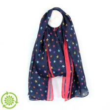 Navy & Coral Mix Recycled Star Scarf by Peace of Mind